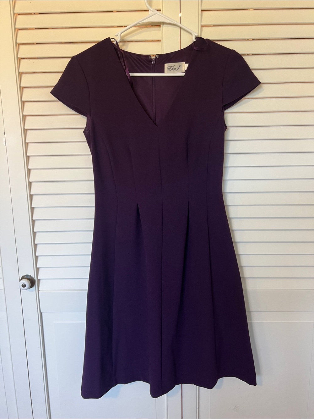 Eliza J Deep Purple V-Neck Fit & Flare Dress